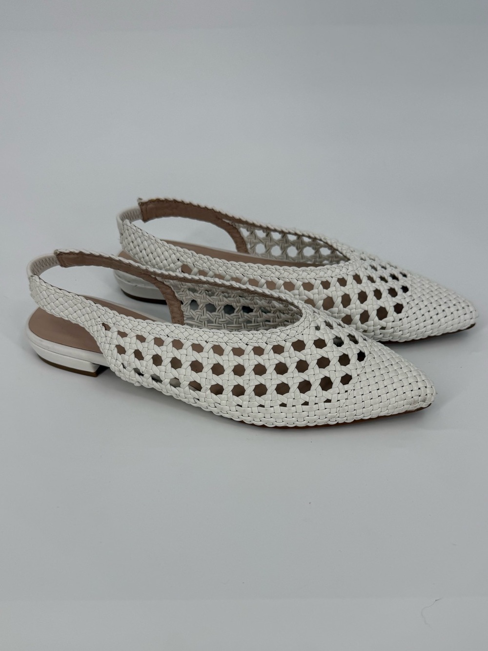 Something Navy Larissa Woven Slingback Flat | White | 7